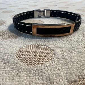 Men's Black and Silver Braided Bracelet